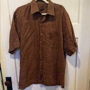 Casual Brown Button-Down Shirt for Men
